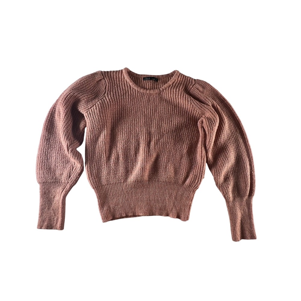 Nikka K Womens Knit Sweater Size S‎ Small Salmon Pink Puff Sleeve Pullover